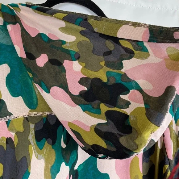 LOGO Lounge by Lori Goldstein Camo Print Sheer Mesh Hoodie - Picture 10 of 10